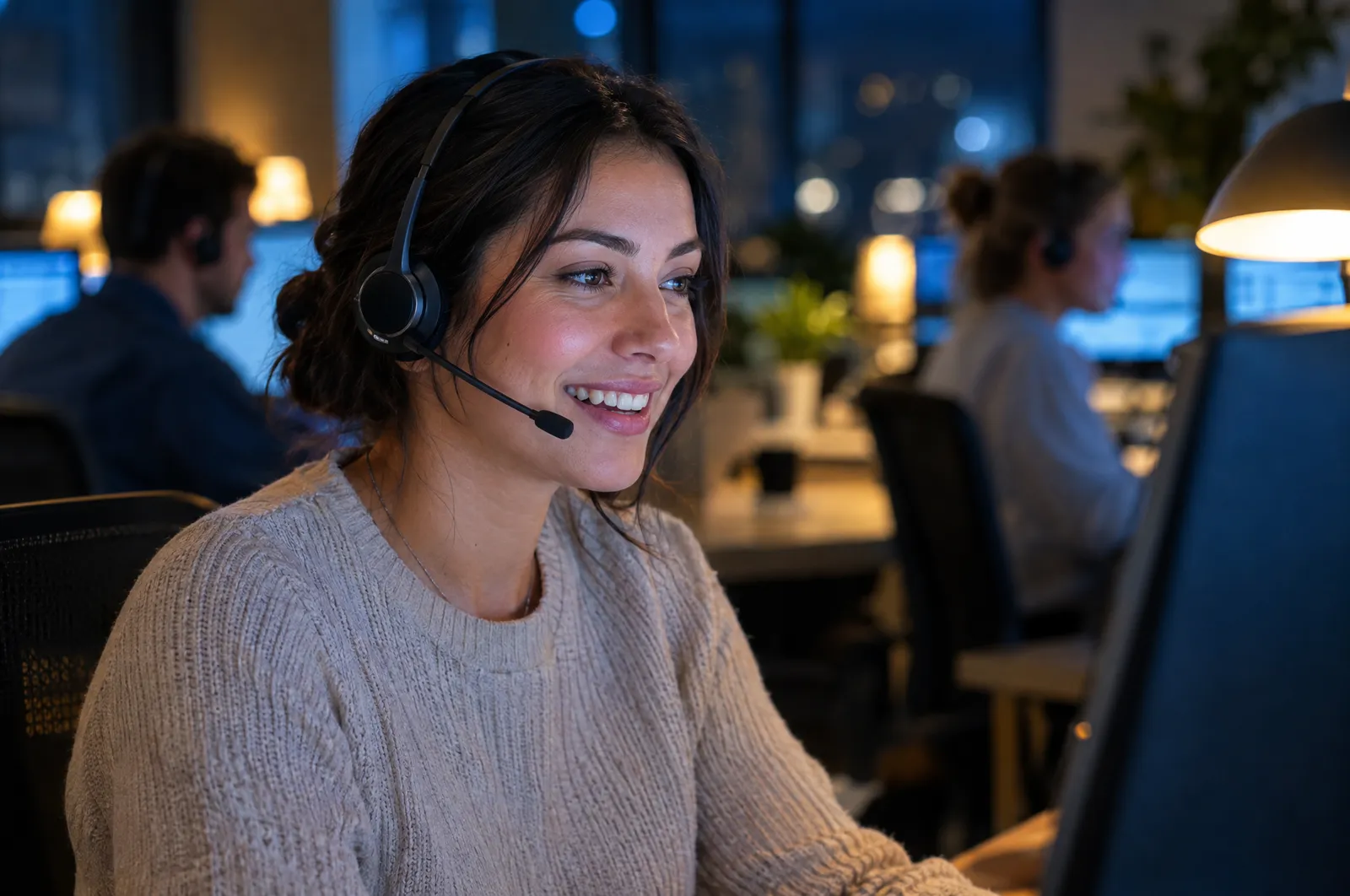 A Digitech agent with a headset answering a call