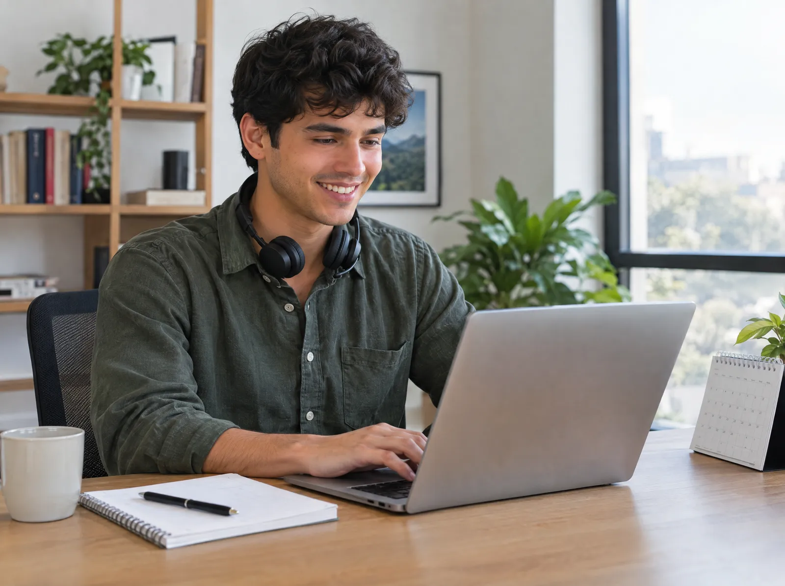 A dedicated virtual assistant working at a laptop